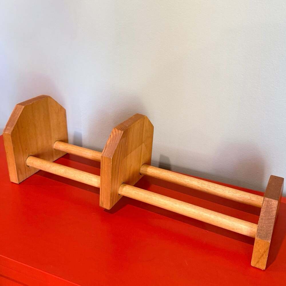 Angled Sliding Book Shelf Stand Rack Vintage Solid Wood Stand Expandable